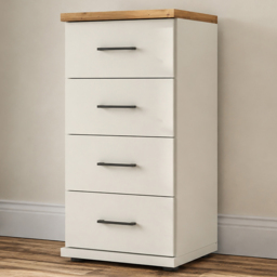 Homebase Truro Boak and White 4 Drawer Chest of Drawers with Slate Handles - thumbnail 1
