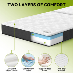 Rattrix Grey Single Memory Foam Futon Folding Floor Mattress with Removable Cover 4 inch - thumbnail 3
