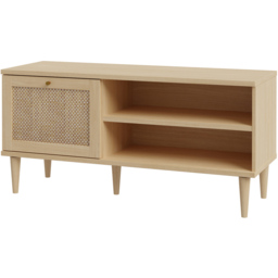 Florence Calasetta Single Door 2 Shelf Rattan Oak TV Unit - thumbnail 4