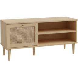 Florence Calasetta Single Door 2 Shelf Rattan Oak TV Unit - thumbnail 2
