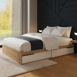 GFW Kai Oak and White Double 2 Drawer Platform Storage Bed