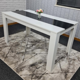 Portland 4 Seater Square Dining Table White and Black - thumbnail 1