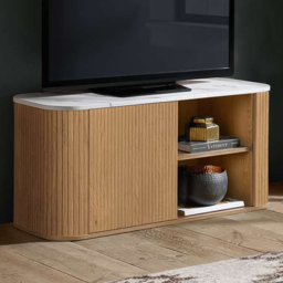 Birlea Kagu 2 Door 2 Shelf Oak Small TV Unit - thumbnail 1