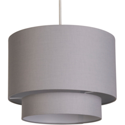 Lighting Collection Alina Light 2 Tier Grey Cotton Drum Ceiling Shade