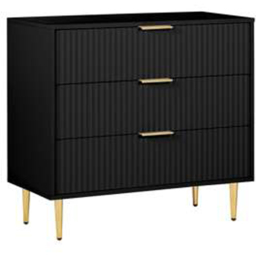 Birlea Zara 3 Drawer Black Fluted Chest of Drawers - thumbnail 2