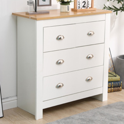 FurnitureHMD White and Oak 4 Drawer Wooden Chest of Drawers - thumbnail 1