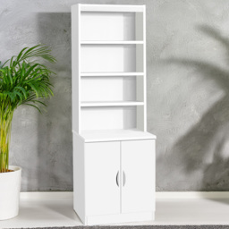R White Cabinets 2 Door White Desk Height Cupboard with Hutch - thumbnail 1
