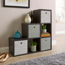 Home Source Black 6 Cube Staircase Storage Shelf Unit - thumbnail 4