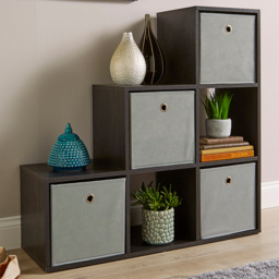 Home Source Black 6 Cube Staircase Storage Shelf Unit