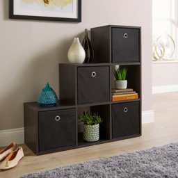 Home Source Black 6 Cube Staircase Storage Shelf Unit - thumbnail 3