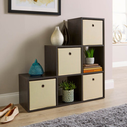 Home Source Black 6 Cube Staircase Storage Shelf Unit - thumbnail 2