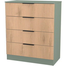 Crowndale Java Slatt Effect and Reed Green 4 Drawer Chest of Drawers - thumbnail 4