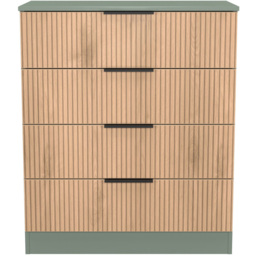 Crowndale Java Slatt Effect and Reed Green 4 Drawer Chest of Drawers - thumbnail 2