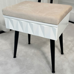 CARME Home Montana White and Black Velvet Storage Stool - thumbnail 1
