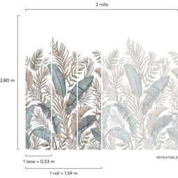 Grandeco Calobra Botanical Jungle Leaf 3 Lane Wall Mural - thumbnail 4