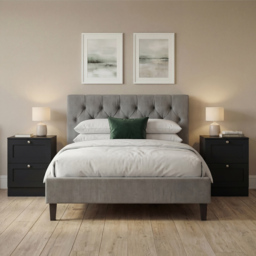 Vida Designs Altino Black 2 Drawer Shaker-Style Bedside Chest Set of 2 - thumbnail 4