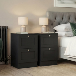 Vida Designs Altino Black 2 Drawer Shaker-Style Bedside Chest Set of 2 - thumbnail 3