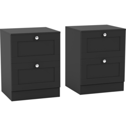 Vida Designs Altino Black 2 Drawer Shaker-Style Bedside Chest Set of 2 - thumbnail 2