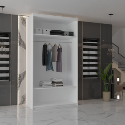 M N Furniture Modern Gala 2 Door White Mirrored Sliding Wardrobe 90cm - thumbnail 3
