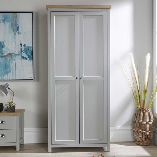 Home Source Avon 2 Door Grey Wardrobe - image 1