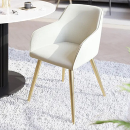 tectake Marilyn Corduroy Padded Cream Gold Dining Chair Set of 6