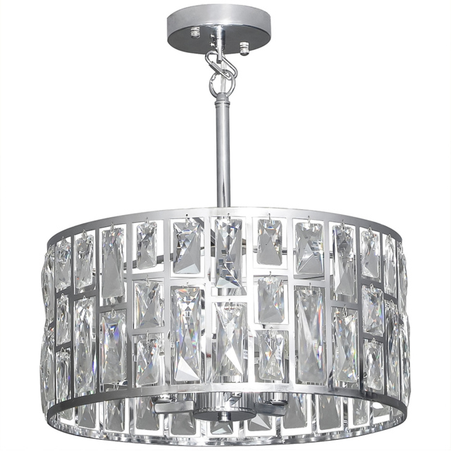 HOMCOM Screw E14 Silver Modern Crystal Chandelier Flush Mount Ceiling Light - image 1