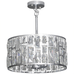 HOMCOM Screw E14 Silver Modern Crystal Chandelier Flush Mount Ceiling Light - thumbnail 1