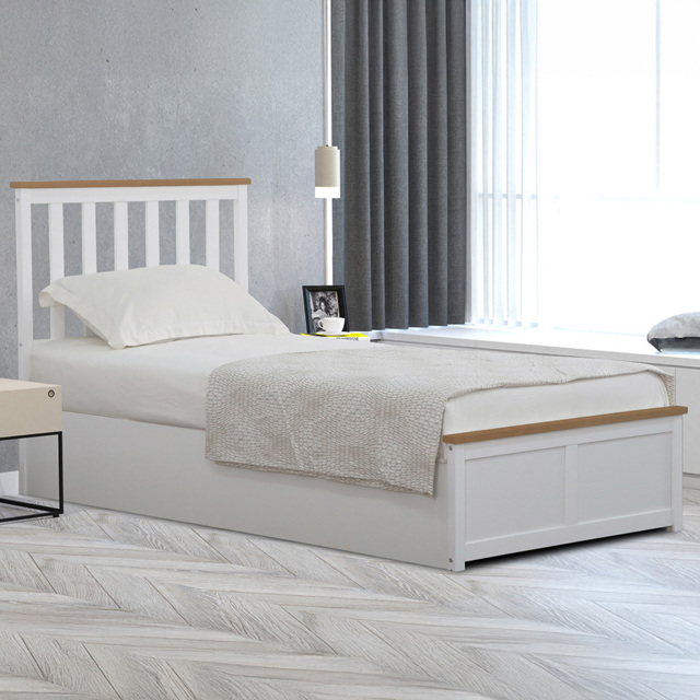 Comfy Living Single White Gas Lift Ottoman Bed - image 1