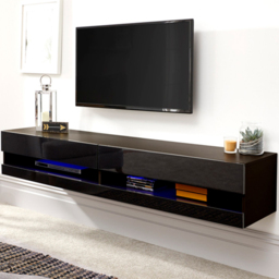 GFW Galicia Black Medium Wall TV Unit with LED