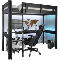 Noa and Nani Typhoon Black Gaming Station High Sleeper Cabin Bed with Desk - thumbnail 2