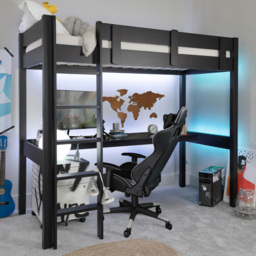 Noa and Nani Typhoon Black Gaming Station High Sleeper Cabin Bed with Desk