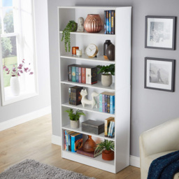 Home Source Clara 6 Drawer White Bookcase - thumbnail 1