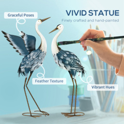 Outsunny Blue and White Metal Heron Garden Statues with Stakes - thumbnail 4