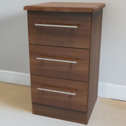 Crowndale Sherwood Noche Walnut 3 Drawer Bedside Cabinet - thumbnail 1