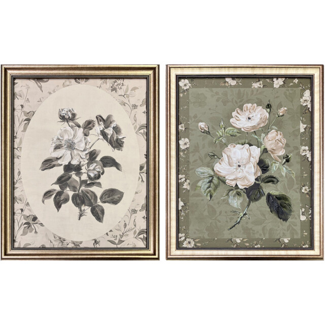 Antique Style Floral Framed Art - image 1