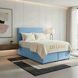 DS Living Prima King Size Sky Blue Plush Divan Bed - thumbnail 4