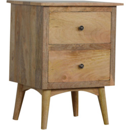 Artisan Furniture Brown 2 Drawer Nordic Style Solid Wood Bedside Table - thumbnail 3
