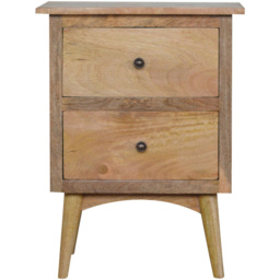 Artisan Furniture Brown 2 Drawer Nordic Style Solid Wood Bedside Table - thumbnail 2