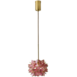 ValueLights Reine Pink Glass Shade Brushed Gold LED Ceiling Pendant Light - thumbnail 1