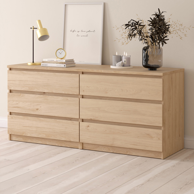 Florence 6 Drawer Jackson Hickory Oak Wide Chest of Drawers - image 1