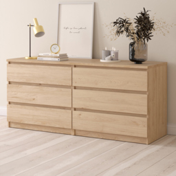 Florence 6 Drawer Jackson Hickory Oak Wide Chest of Drawers - thumbnail 1