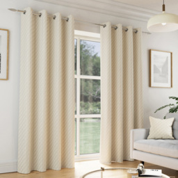 Enhanced Living Tokyo Cream Velvet Embossed Eyelet Thermal Curtains 168 x 229cm