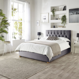 Catherine Lansfield Boutique Small Double Steel Velvet Ottoman Bed - thumbnail 3