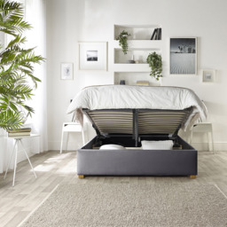 Catherine Lansfield Boutique Small Double Steel Velvet Ottoman Bed - thumbnail 2