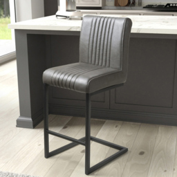 Archer Grey Leather Effect Bar Stool Set of 2