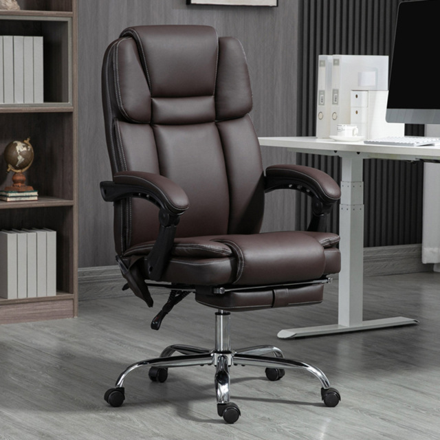 Portland Dark Brown PU Leather High Back Recliner Massage Office Chair - image 1
