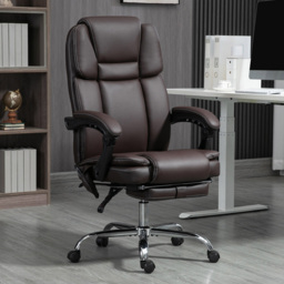 Portland Dark Brown PU Leather High Back Recliner Massage Office Chair - thumbnail 1