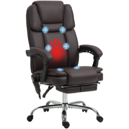 Portland Dark Brown PU Leather High Back Recliner Massage Office Chair - thumbnail 2