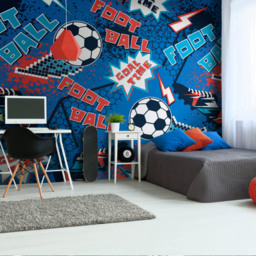 Origin Murals Graphic Pixel Footballs Blue Wall Mural - thumbnail 1