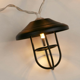 Lighting Collection IP44 Harbor Cage Solar LED Outdoor String Light - thumbnail 3